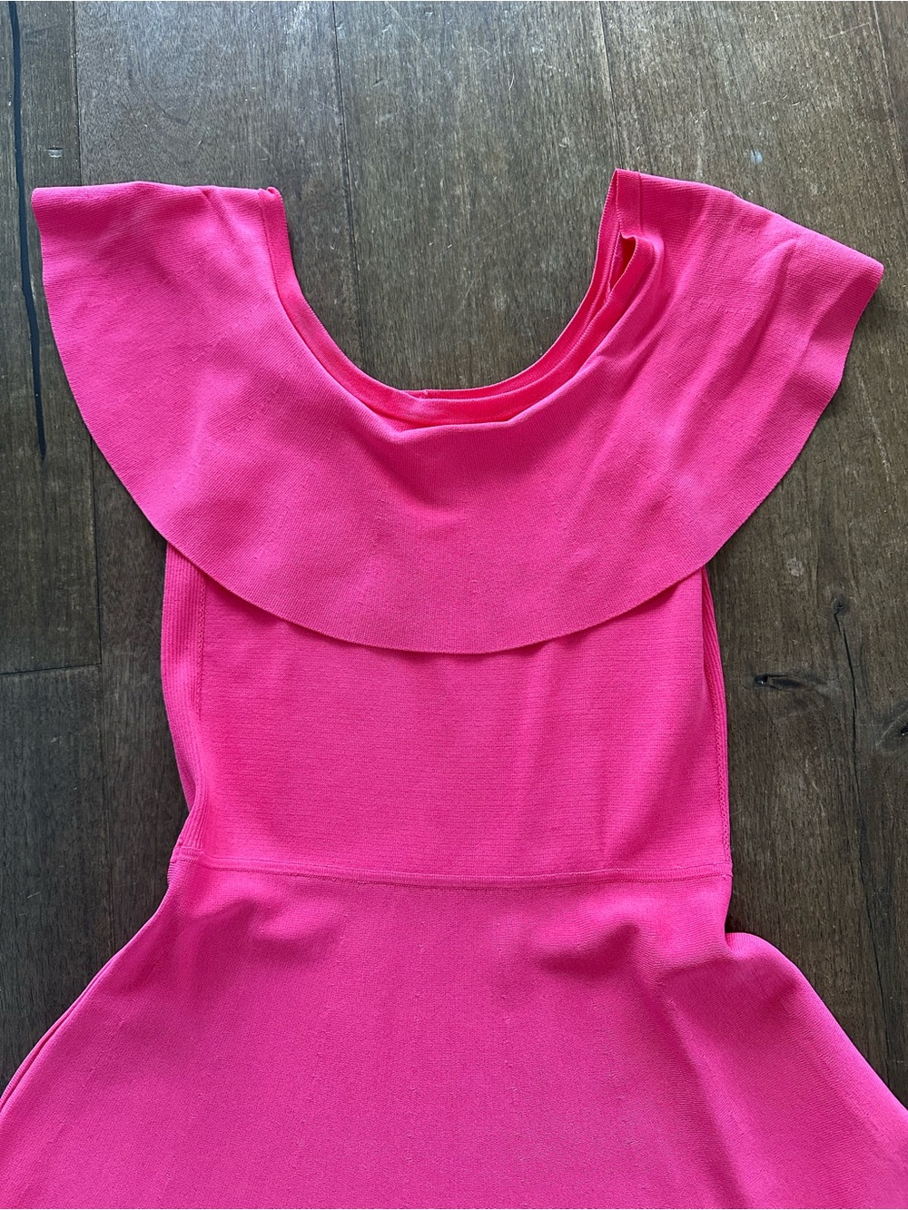 Eliza J Hot Pink Ruffle-Trim Fit & Flare Knit Dress - Picture 3 of 8